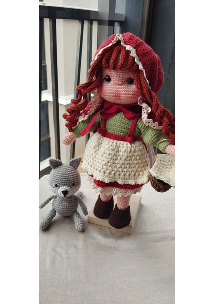 Kırmızı Başlıklı Kız Organik Örgü Bebek 27CM fiyatları