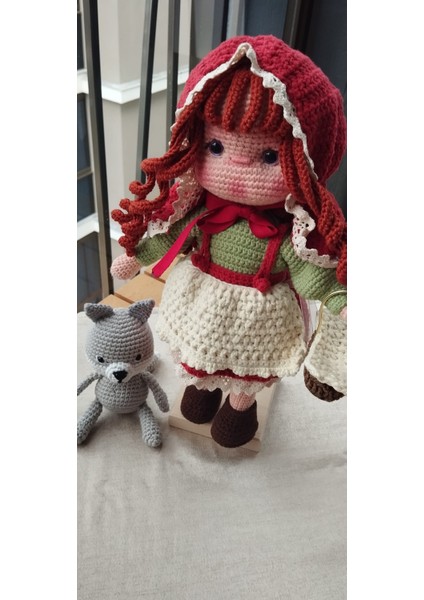 Kırmızı Başlıklı Kız Organik Örgü Bebek 27CM modelleri