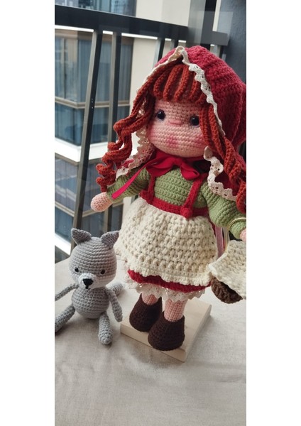 Kırmızı Başlıklı Kız Organik Örgü Bebek 27CM fırsatları