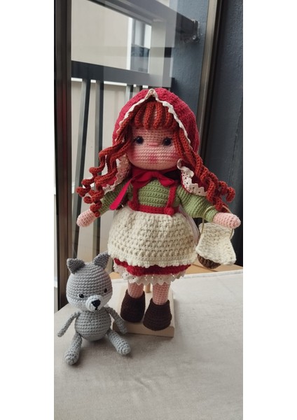 Kırmızı Başlıklı Kız Organik Örgü Bebek 27CM indirimleri