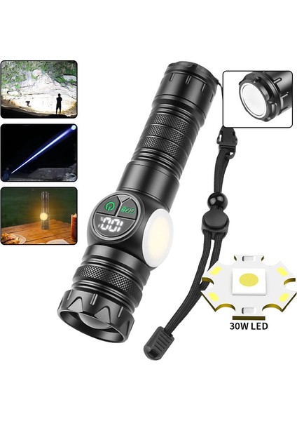 PS-8745 Profesyonel Zoomlu 30W Mıknatıslı Avcı Kamp Tamirci Feneri