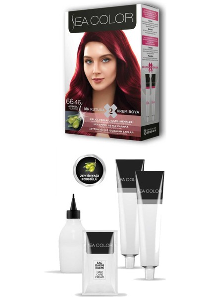 2x2 Tüp Krem Saç Boyası Seti Ateş Kızılı No:66.46 fiyatları