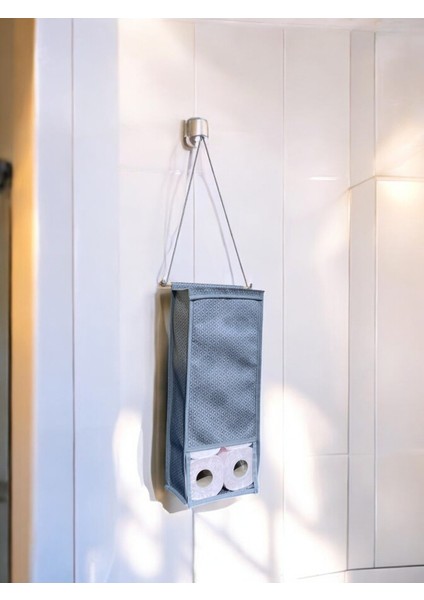 Gri Kapı Arkası Banyo Düzenleyici, Tuvalet Kağıdı ve Peçete Askısı