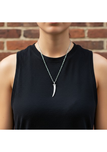 Fil Dişi Gümüş Kaplama Düz Zincir Kolye