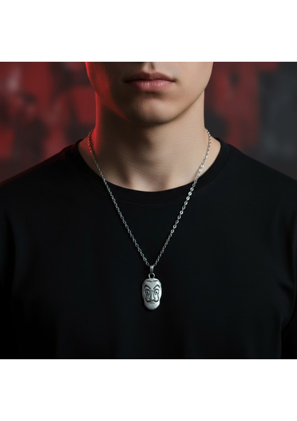 La Casa De Papel - Salvador Dali Gümüş Kaplama Düz Zincir Kolye modelleri