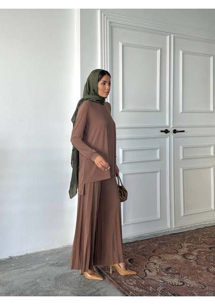 Tesettür Piliseli Pantolon Tunik Sandy Ikili Takım fırsatları