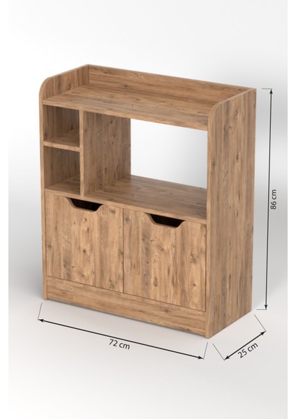 Mutfak Dolabı Çok Amaçlı Fırın Dolabı 2 Kapaklı Raflı Kahve Köşesi Atlantik Çam