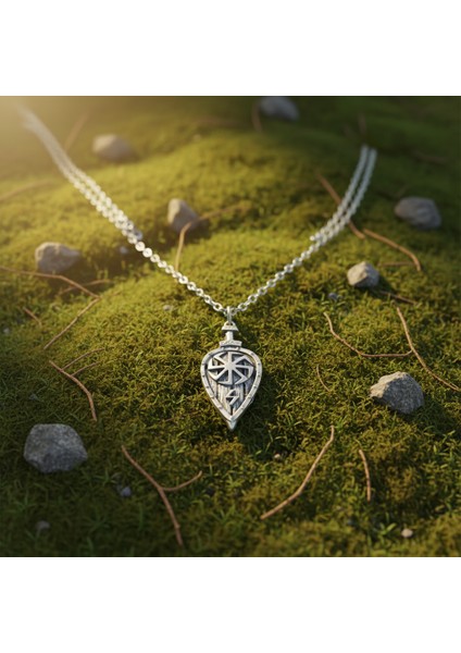 Viking Kolovrat Kalkan Gümüş Kaplama Düz Zincir Kolye modelleri