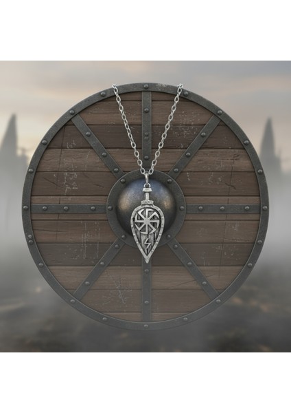 Viking Kolovrat Kalkan Gümüş Kaplama Düz Zincir Kolye fırsatları