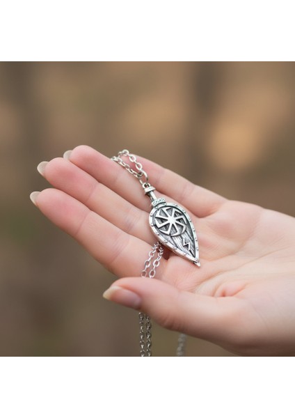 Viking Kolovrat Kalkan Gümüş Kaplama Düz Zincir Kolye indirimleri