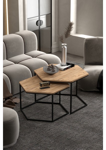 Orta Sehpa Altıgen İkili Lüx Atlantik Çam