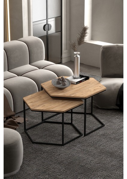 Orta Sehpa Altıgen İkili Lüx Atlantik Çam indirimleri