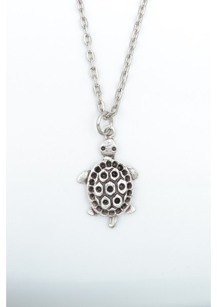 Kaplumbağ Gümüş Kaplama Düz Zincir Kolye
