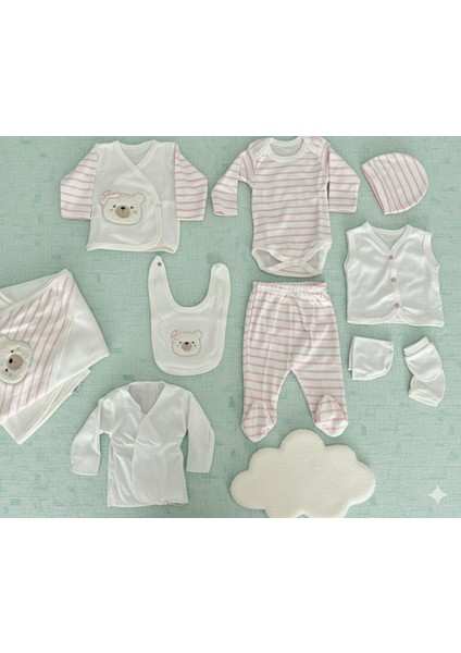 Bebek Hastane Çıkışı %100 Pamuk 10'lu Set Kız Bebek Yenidoğan