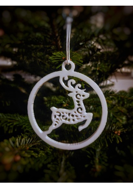 Geyik Formlu Dekoratif Tabak – Yılbaşı Ağacı Süs 8cm