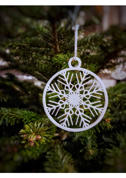 Kar Topu Yıldız Dekoratif Tabak – Yılbaşı Ağacı Süs 8cm