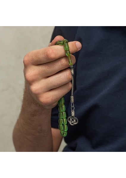 Hk Gümüş Kazaz Püsküllü Kapsül Kesim Yeşil Sıkma Kehribar Tesbih|gümüş Takı Hediyelik Ürünler fiyatları
