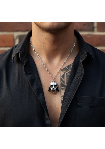 Star Wars - Darth Vader Gümüş Kaplama Düz Zincir Kolye