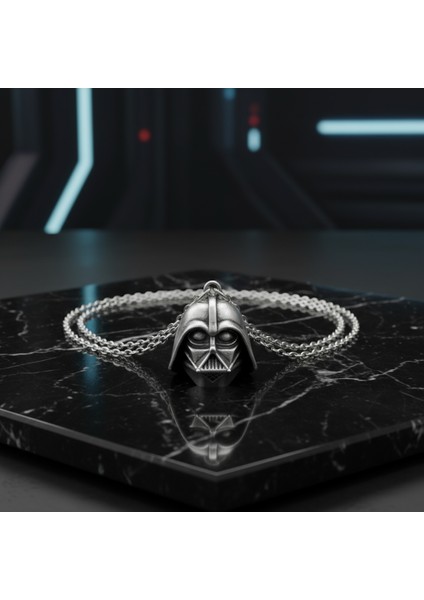 Star Wars - Darth Vader Gümüş Kaplama Düz Zincir Kolye modelleri