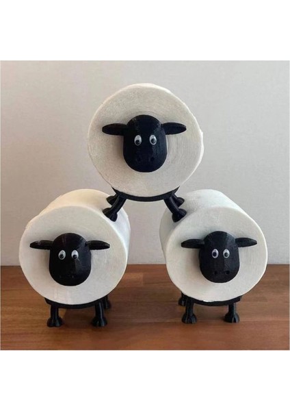 Sevimli Koyunlar Tuvalet Kağıt Tutucu, Siyah, 3'lü Dekoratif Set fiyatları