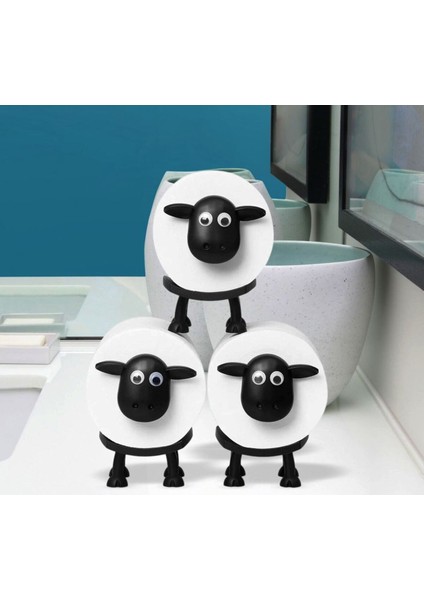 Sevimli Koyunlar Tuvalet Kağıt Tutucu, Siyah, 3'lü Dekoratif Set modelleri