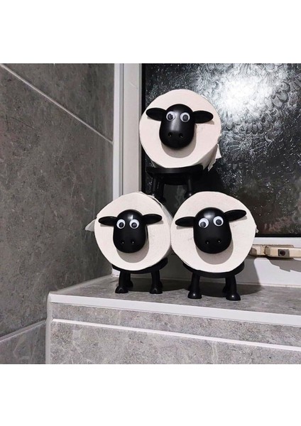 Sevimli Koyunlar Tuvalet Kağıt Tutucu, Siyah, 3'lü Dekoratif Set fırsatları