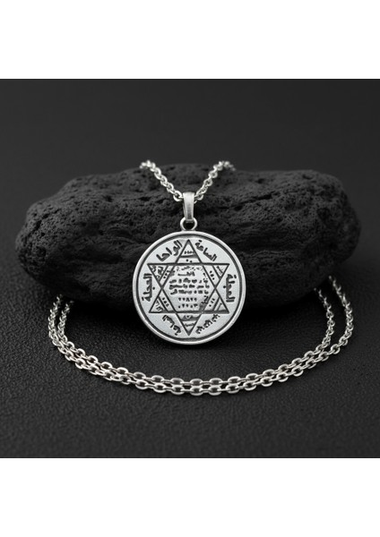 Hz. Süleyman Mühür Gümüş Kaplama Düz Zincir Kolye