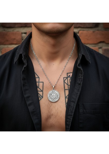 Hz. Süleyman Mühür Gümüş Kaplama Düz Zincir Kolye fiyatları