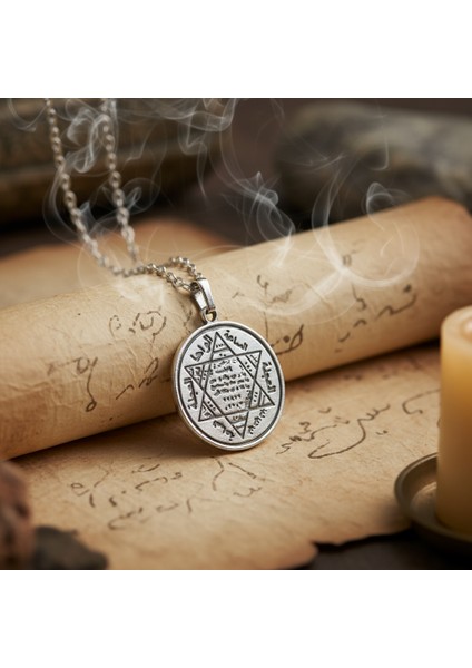 Hz. Süleyman Mühür Gümüş Kaplama Düz Zincir Kolye fırsatları
