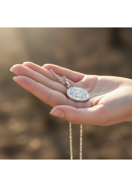 Hz. Süleyman Mühür Gümüş Kaplama Düz Zincir Kolye indirimleri