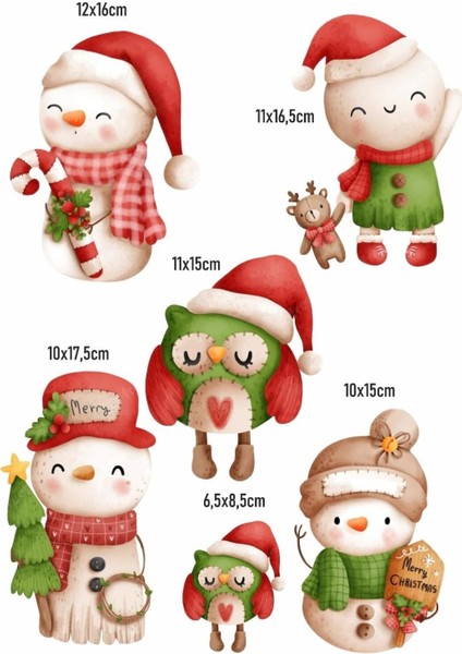 Yılbaşı Temalı Renkli Suluboya Kardan Adam Cam Duvar Sticker fiyatları