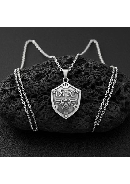 The Legend Of Zelda Kalkan Gümüş Kaplama Düz Zincir Kolye