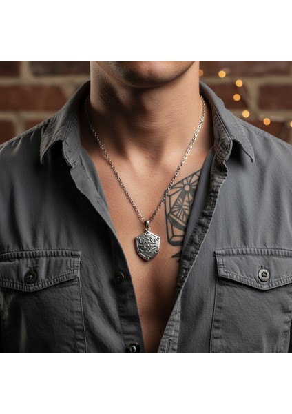 The Legend Of Zelda Kalkan Gümüş Kaplama Düz Zincir Kolye modelleri