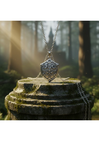 The Legend Of Zelda Kalkan Gümüş Kaplama Düz Zincir Kolye fırsatları