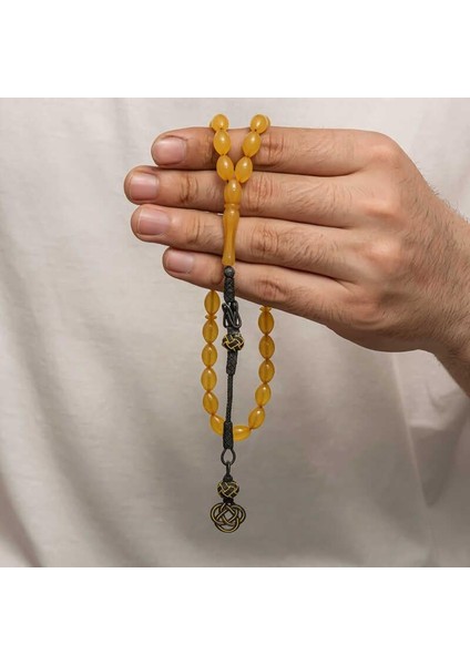 Hk Sıkma Kehribar Tesbih Gümüş Kazaz Püsküllü |gümüş Takı Hediyelik Ürünler