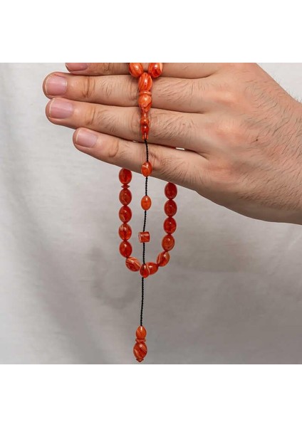 Hk Sıkma Kehribar (Ateş Kehribar) Tesbih Kapsül Kesim Kırmızı Turuncu (Metal Püskülsüz)|gümüş Takı Hediyelik Ürünler fiyatları