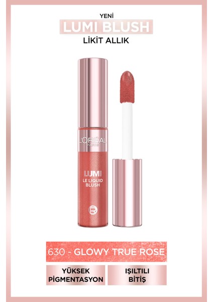 lumi Blush Likit Allık - 630 Glowy True Rose & Hediyeli Sünger ve Sünger Kabı modelleri