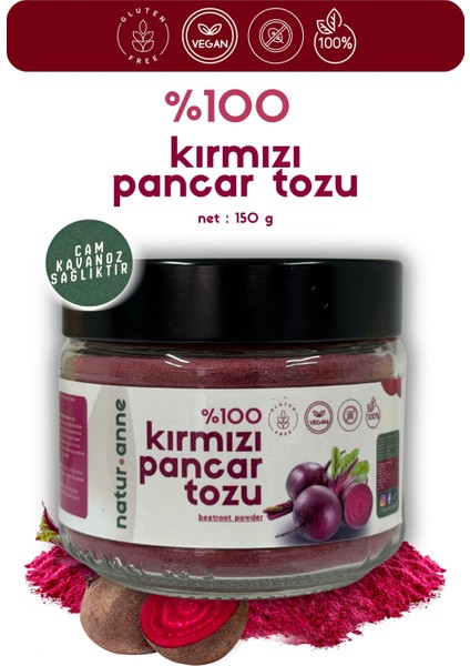 Kırmızı Pancar Tozu 150 gr Cam Kavanoz - Doğal , Katkısız , Koruyucusuz , Premium