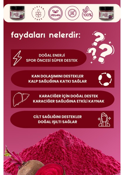 Kırmızı Pancar Tozu 150 gr Cam Kavanoz - Doğal , Katkısız , Koruyucusuz , Premium fiyatları