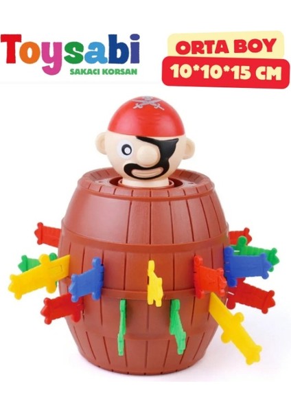 Şakacı Korsan Oyunu - Korsan Fırlatma Oyunu - Korsan Fıçı Oyunu - Orta Boy 10*10*15 cm