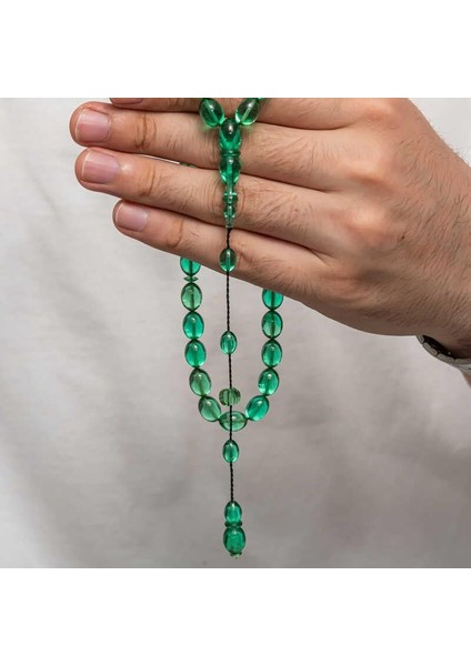 Hk Sıkma Kehribar (Ateş Kehribar) Tesbih Kapsül Kesim Zümrüt Yeşili Renk (Metal Püskülsüz)|gümüş Takı Hediyelik Ürünler fiyatları