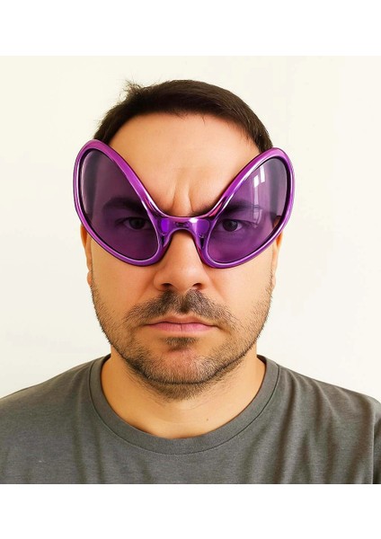 Gözlük - 80 Li 90 Lı Yıllar Parti Gözlüğü Mor Renk 8X13 cm fiyatları