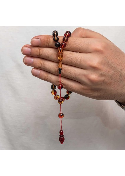 Hk Sıkma Kehribar Tesbih Karışık Renk Kapsül Kesim (33 Tane Metal Püskülsüz)|gümüş Takı Hediyelik Ürünler