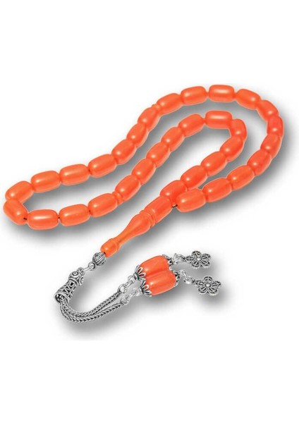 Hk Sıkma Kehribar Tesbih Gümüş Püsküllü Kapsül Kesim |gümüş Takı Hediyelik Ürünler