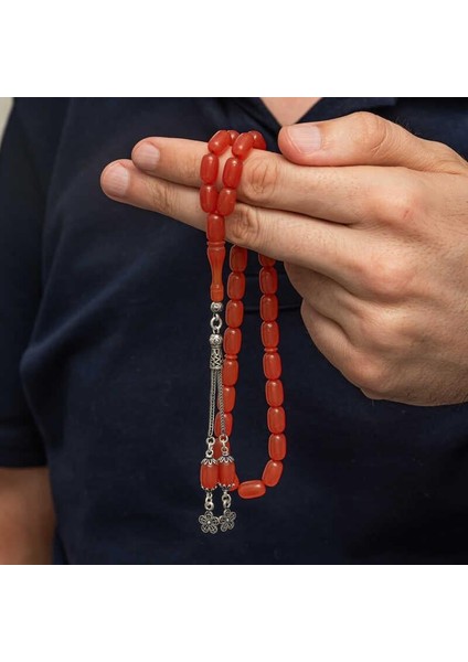 Hk Sıkma Kehribar Tesbih Gümüş Püsküllü Kapsül Kesim |gümüş Takı Hediyelik Ürünler modelleri