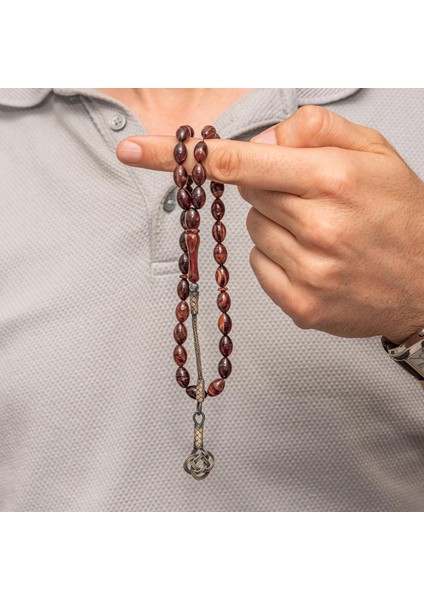 Hk Gümüş Kahverengi Kazaz Püsküllü Sıkma Kehribar Tesbih|gümüş Takı Hediyelik Ürünler modelleri