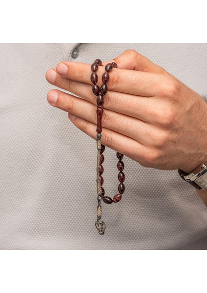 Hk Gümüş Kahverengi Kazaz Püsküllü Sıkma Kehribar Tesbih|gümüş Takı Hediyelik Ürünler fırsatları