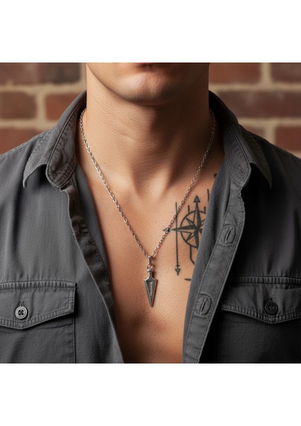 Ok ucu Gümüş Kaplama Düz Zincir Kolye fiyatları