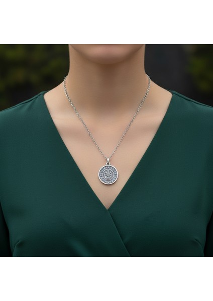 Vegvisir Viking Pusula Gümüş Kaplama Düz Zincir Kolye fiyatları