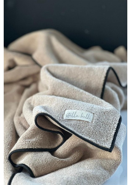 %100 Pamuk 90 x 150 cm Banyo Havlusu | Otel | Soura | Kenar Siyah Özel Işlemeli